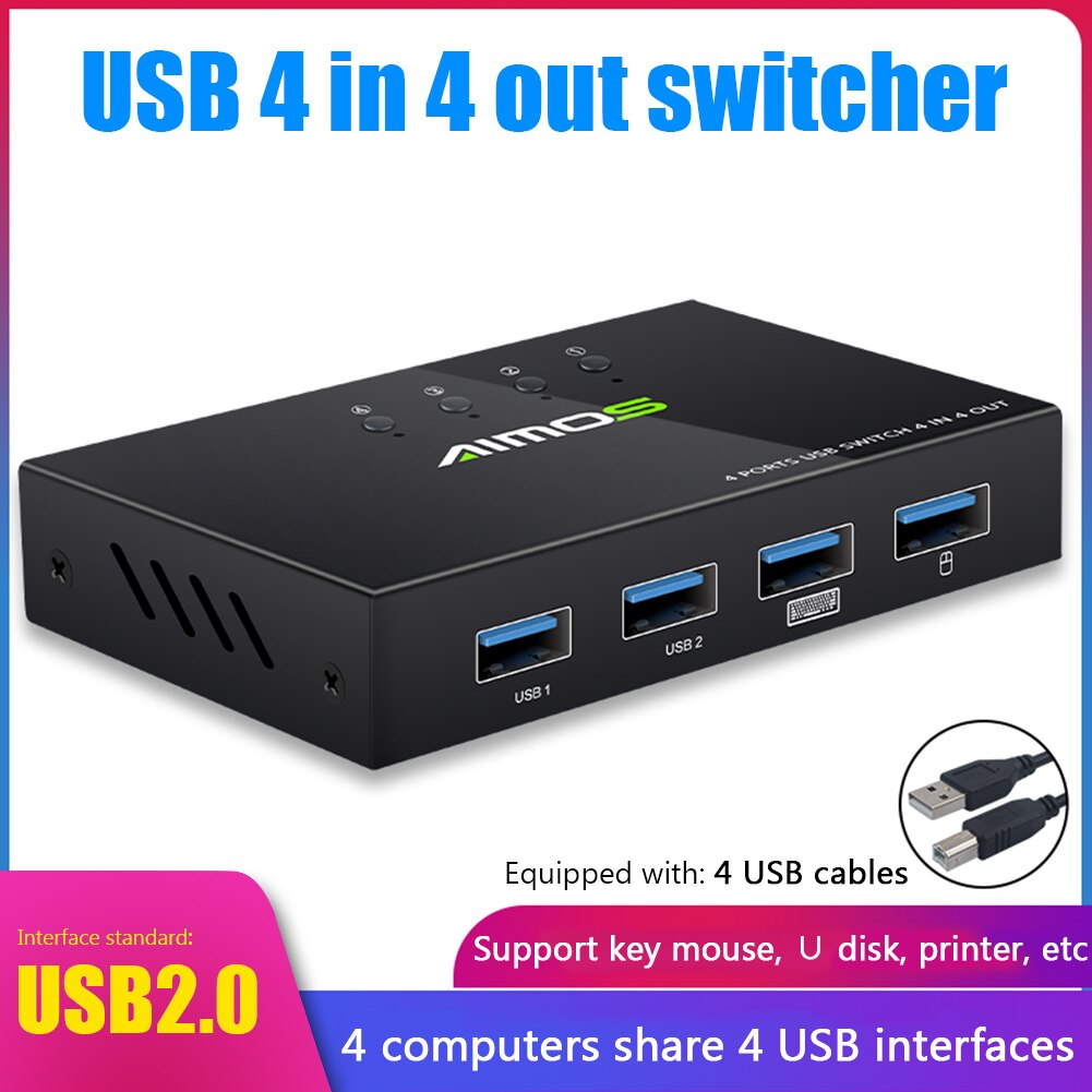 USB 2,0 KVM schalten Umschalter 4 in 4 aus Maus Tastatur Adapter Splitter Kasten Stecker und Spielen Für Apfel Android PC Montoring Umschalter