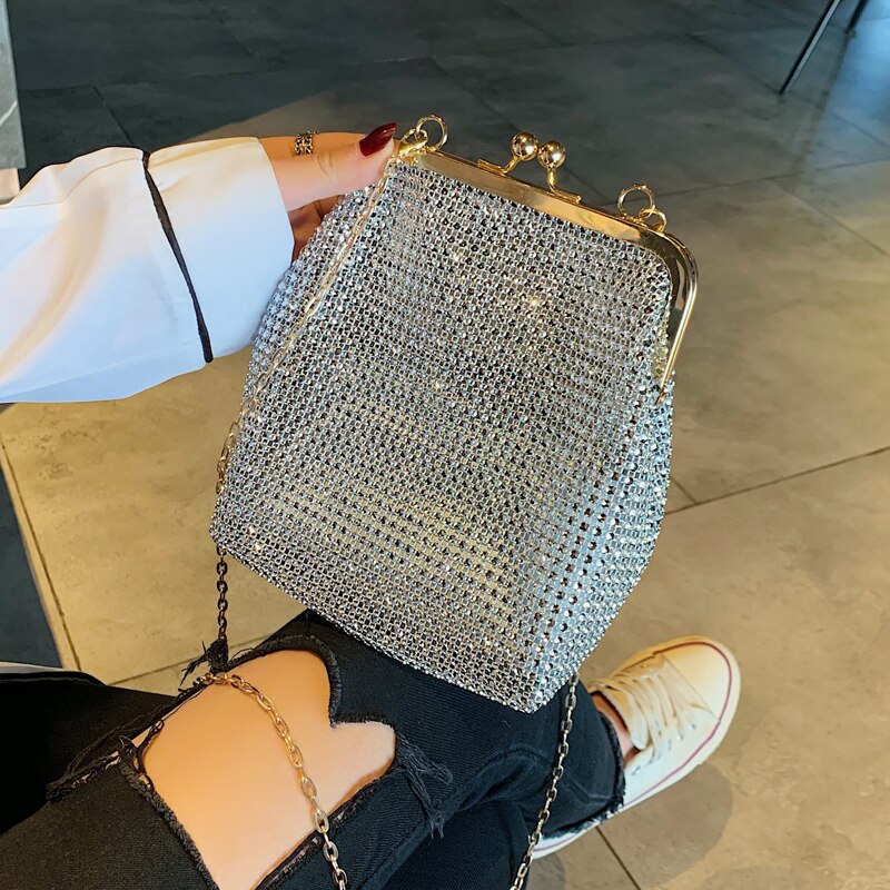 Saco de diamante brilhante 2019 verão moda nova alta qualidade designer bolsa feminina corrente ombro saco do mensageiro festa bolsos mujer