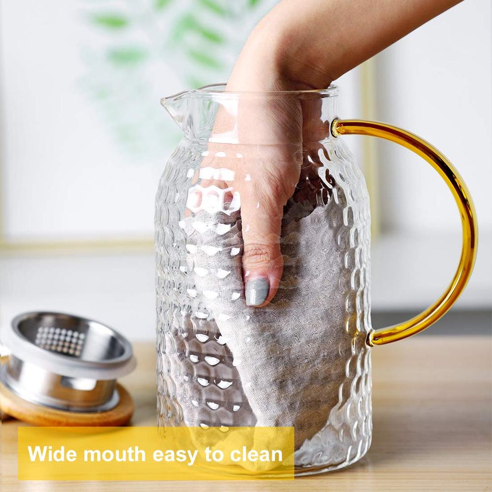 1500ml/51oz glas kande med bambus låg komfur sikker kande iste tud vand karaffel til kold vin kaffe mælk te