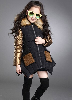 Lzh Winter Kinderen Jas Meisjes Jassen Warme Jassen Voor Kinderen Jassen Plus Size Mid-Lengte Dikke Katoenen Jas kinderen Kleding: black / 12T