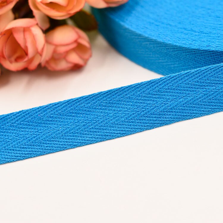 45M Meetee 2cm Herringbone Pattern Cotton Webbing Tape High Tenacity Bag Lable Ribbons Sewing Tapes Bias Binding DIY Accessories: LakeBlue