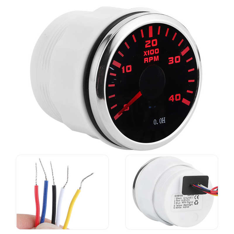 Digital Tachometer Gauge 52mm 4K RPM LCD Hour Display Meter Waterproof for Car Yachts Motorcycle ABS Car Tachometer