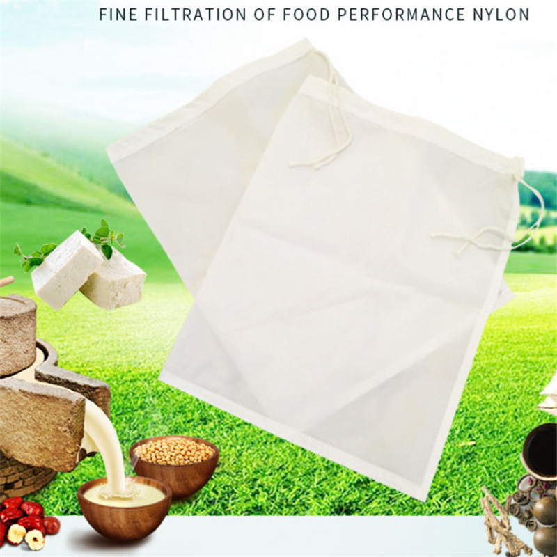 Sojamjölk vin filterpåse nötmjölkspåse te kaffe olja yoghurt filter nät nät kök mat återanvändbar nylon filterpåsar sil