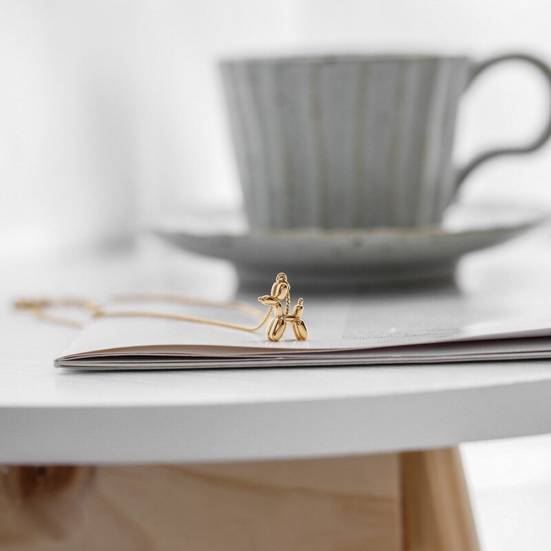1PC gold stainless steel Balloon Dog Pendant for women gold chain clavicle dainty cute Pendant for kids girls Pendant