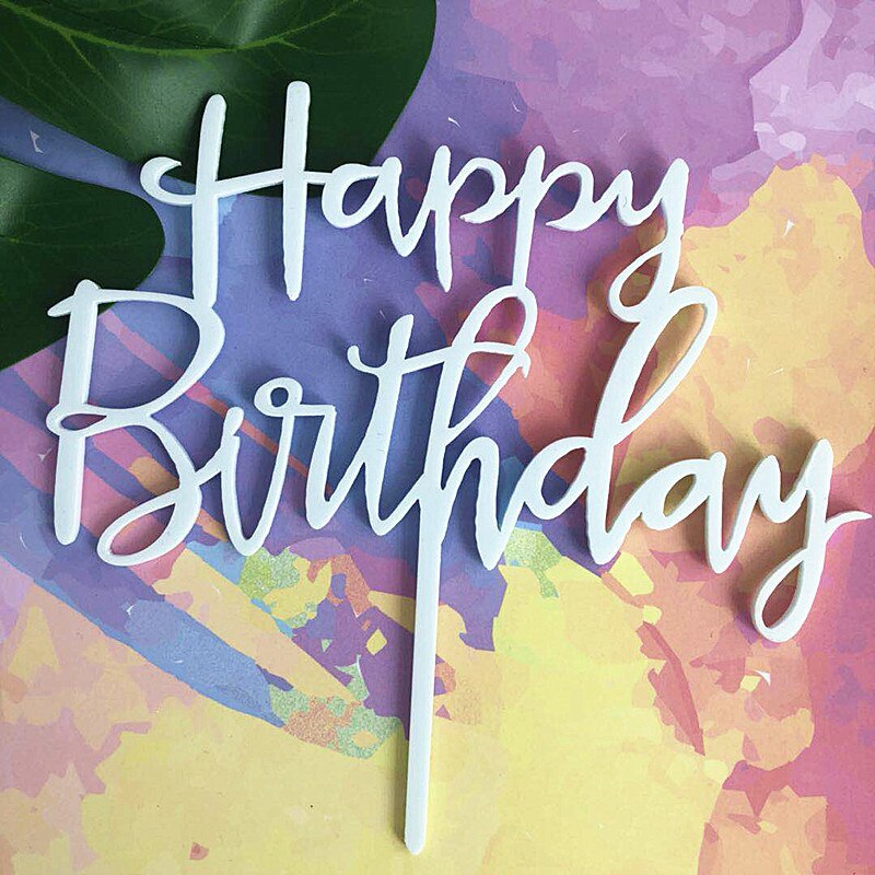 Joyeux anniversaire gâteau Topper acrylique lettre décoration de gâteau fournitures de fête joyeux anniversaire noir gâteau décorations: B6
