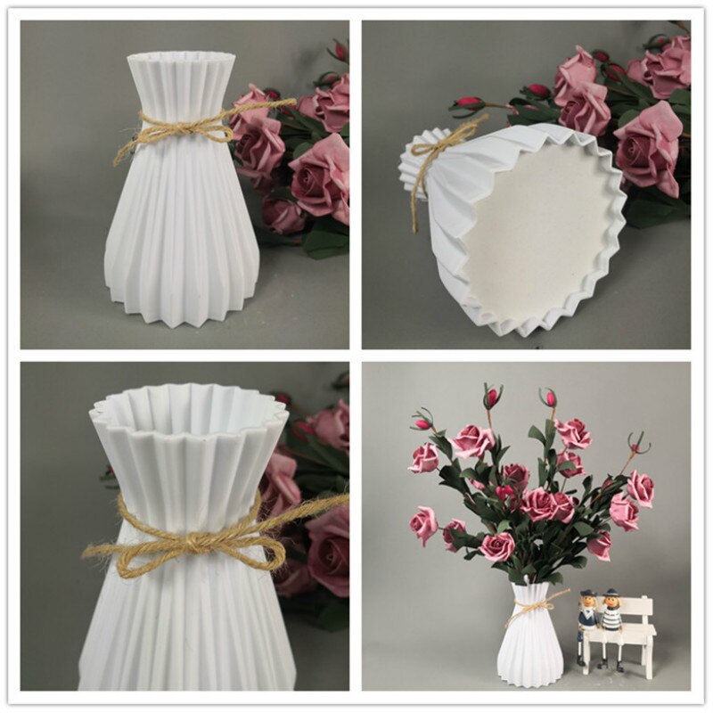 Jarrones de plástico modernos, jarrón de flores anticerámica europeo, elementos de decoración para boda hogar, de ratán, irrompible, simplicidad, macetas