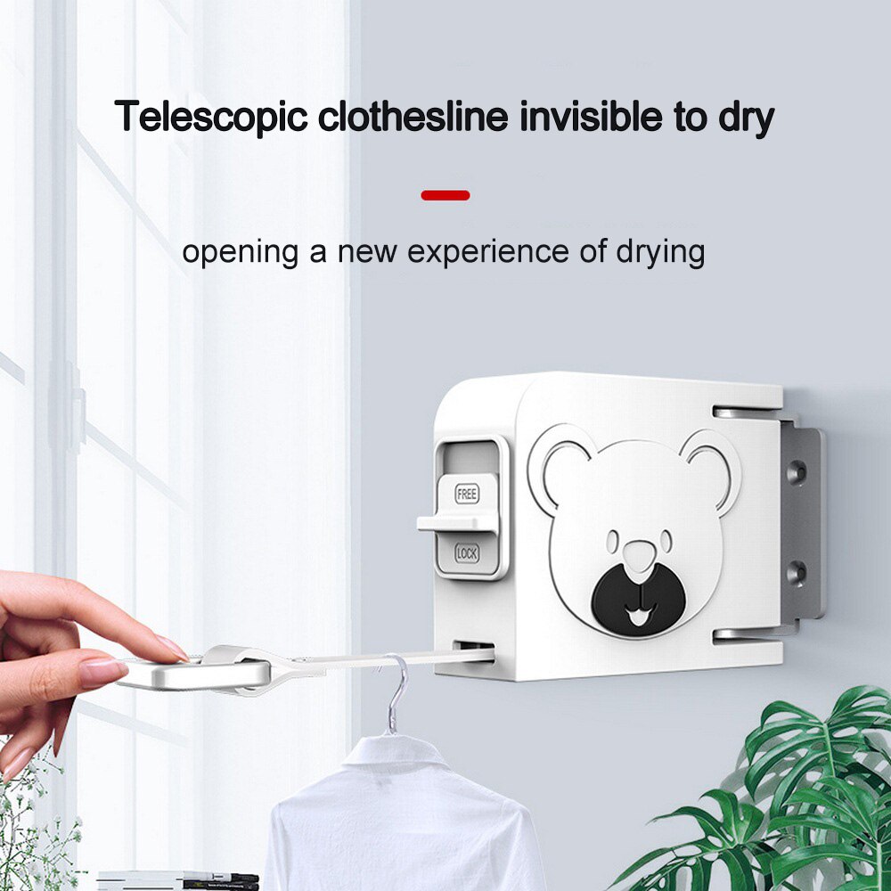 Punch-free Automatic Retractable Clothesline Indoor Invisible Clothesline with Hanger Hole Drying Rack Balcony Clothes Line