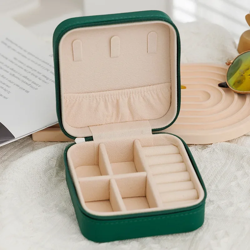 Scatola Portagioie Da Viaggio In Pelle PU – Organizer Con 8 Sacchetti In Velluto, Rosa, 16,5x11,5x9 Cm - 3