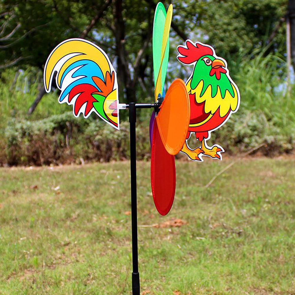 Moulin à vent tridimensionnel avec animaux de dessin animé, jouets pour enfants, décoration de la maison et du jardin, décoration de la cour, 6 couleurs