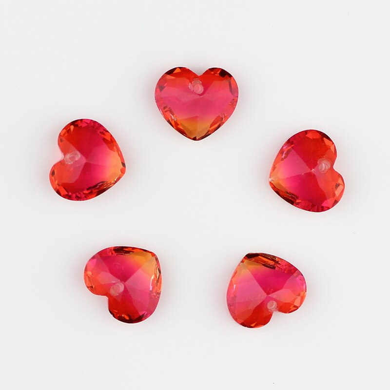 10mm hartvormige hangers met puntige strass-steentjes van glas en kristal, losse kralen voor oorbellen, trouwjurken en kleding: Sjz 208 / 10mm 45 stuks