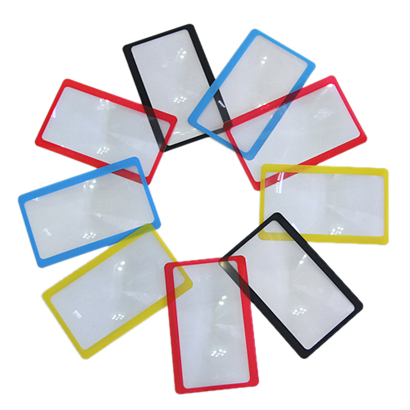 1pc Protable 3X Magnification Magnifier Full Page Reading Aid Lens Magnifier Sheet Pocket Credit Card Size PVC Magnifying Glass