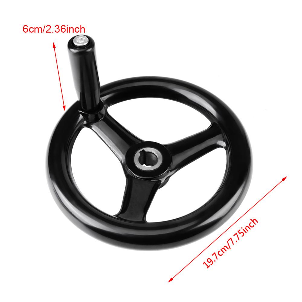 Roue à main ronde en plastique, 3 rayons, Machine, outils pour fraiseuse, tour 18x200mm 12x100mm 12x125mm,