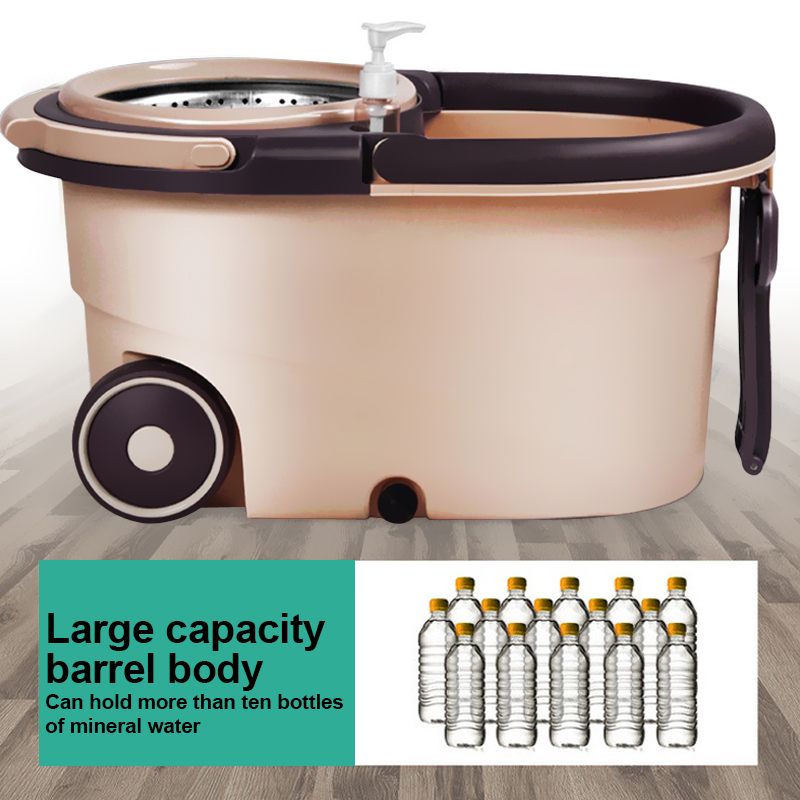 360° Spin Mop with Bucket Rod Fiber Heads Set Easy Wring Cleaning System Stainless Steel Spin Dry Mop Washable Floor Clean