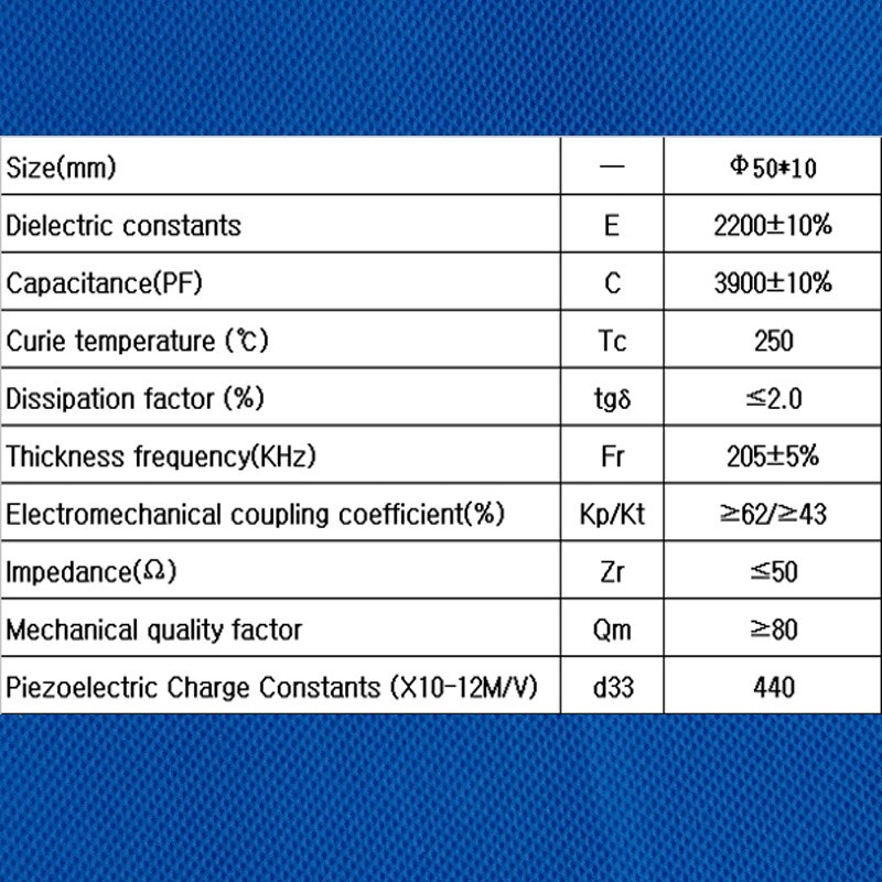 Ultralyd piezoelektrisk keramisk skive 50 x 10mm- pzt 5 piezo pzt krystaller diske sensorer elementer chips rengøring transmitter chips