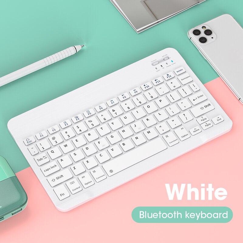 Mini Bluetooth Keyboards For iPad Tablet Wireless Keyboard And Mouse Green 60% Keyboard Mouse Combo Set For iOS Android Office: White Keyboard