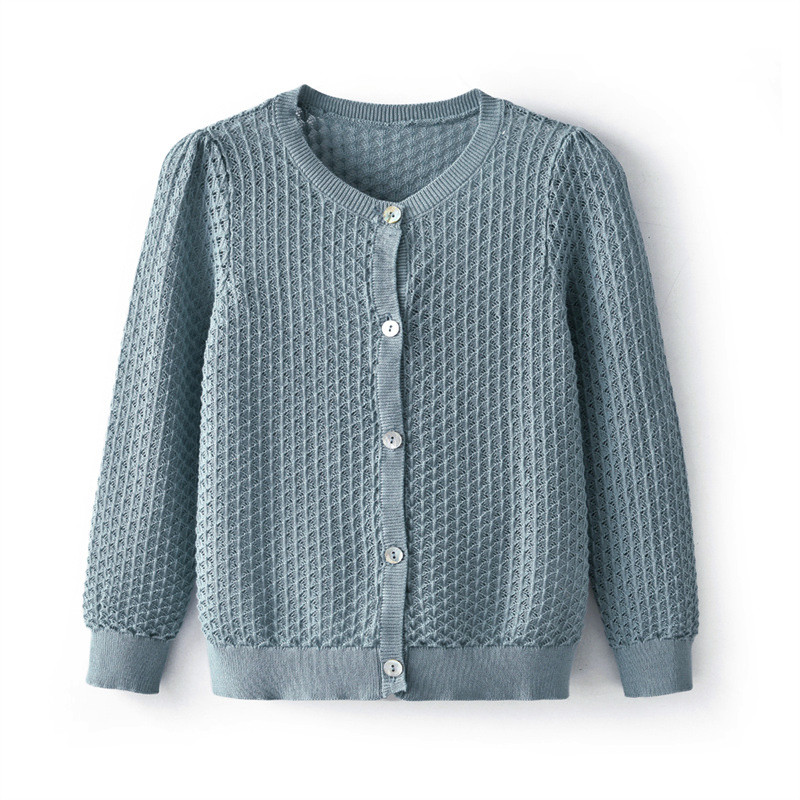 Clibeso-cárdigan de punto para niños y niñas, suéteres finos de manga larga, camisas con aire acondicionado, ropa de vacaciones, verano, 2022: seafoam cardigan / 4T