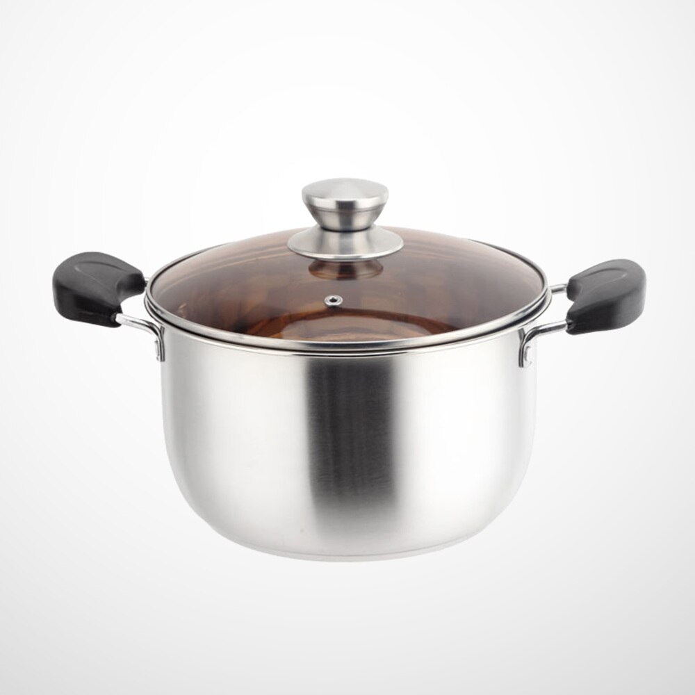 1 pc Soup Pot with Lid Double Handles Kitchen Thick Cooking Pot Stockpot Milk Pot for Restaurant Home