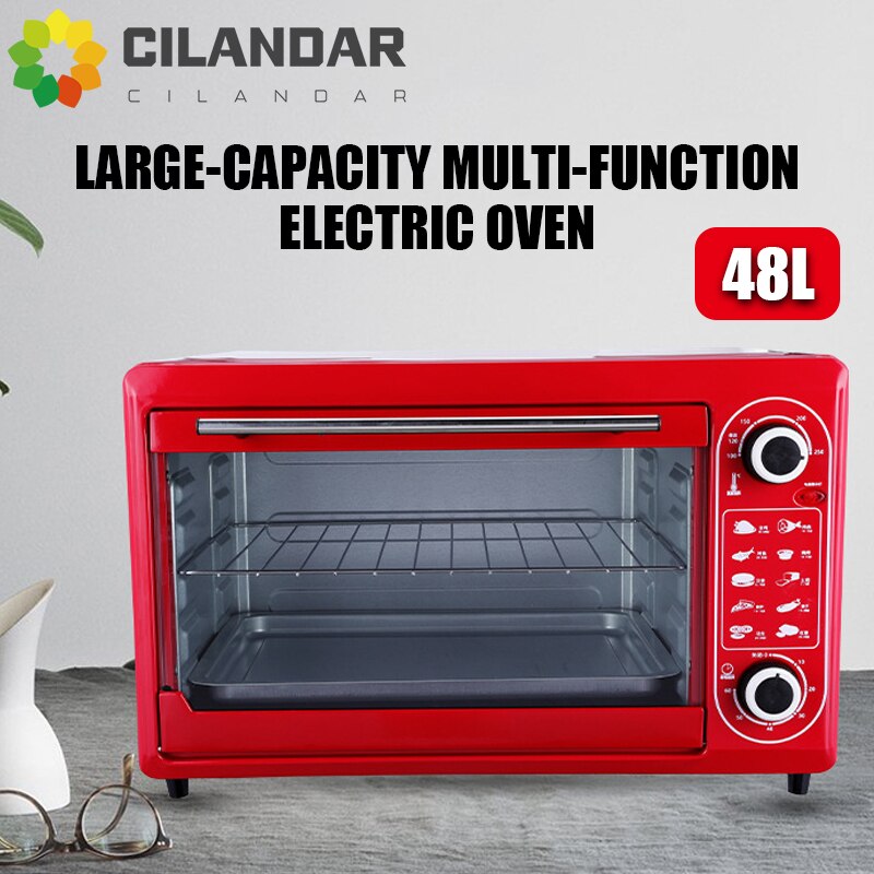 48L Mini Electric Oven Multifunctional Bread Toaster Pizza Cake Baking Grill Automatic Roasted Chicken Stove Machine