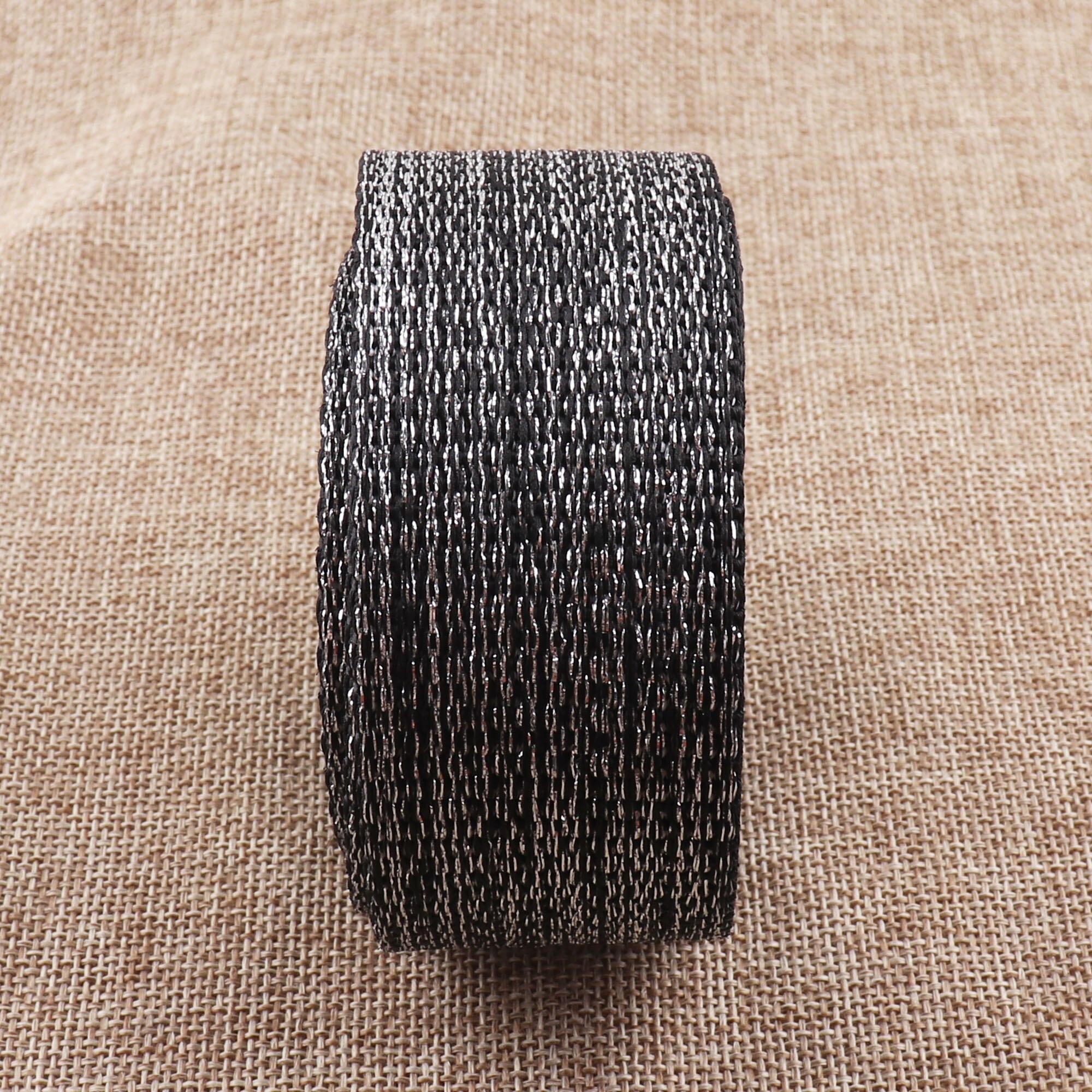 Cincha de algodón negro, 1 cinta de hilo de plata de 1/2 "(38mm), monedero de bolsa de peso pesado, correas de bolso Totes cinturones Correa bolso ASA
