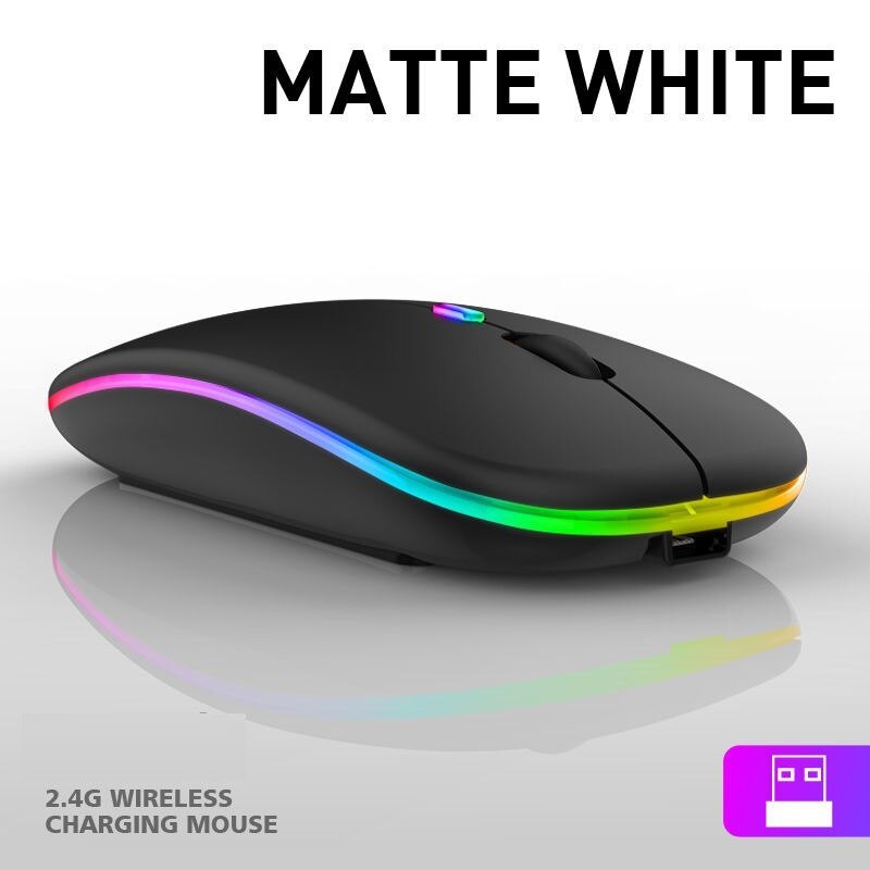 [Mobile Phone Can Use] Charging Wireless Mouse Mute Desktop Laptop Computer General Office Bluetooth Wireless Mouse: Shining Charging Silent Version  New in 4 Years    Black