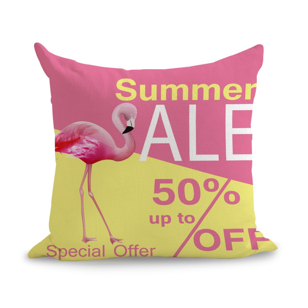 Flamants roses Art été oreillers lin canapé siège coussin jeter oreiller décor à la maison: plum / inner Not included