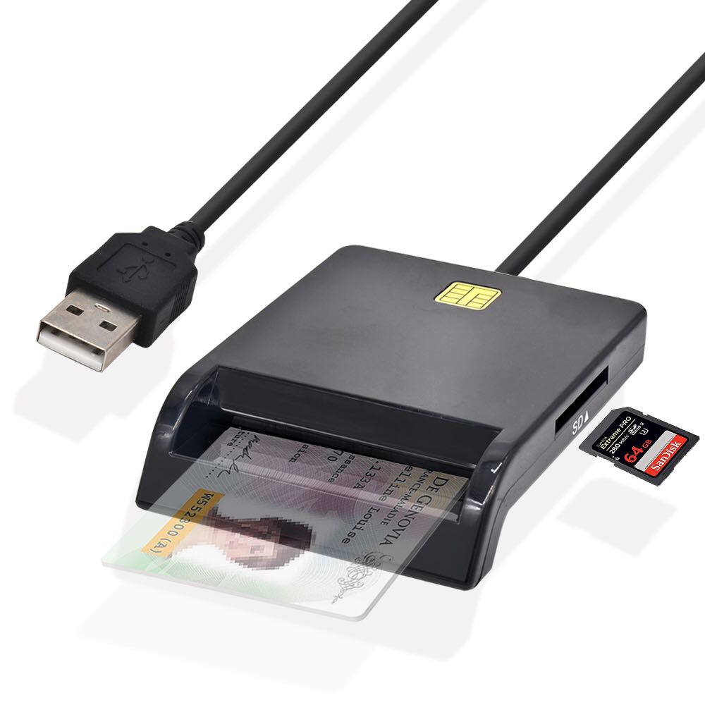 2020 novo usb sim leitor de cartão inteligente para cartão de banco ic/id emv sd tf mmc cardreaders USB-CCID iso 7816 para windows 7 8 10 linux os