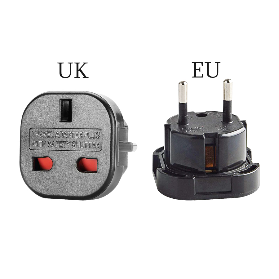 Rdxone UK to EU plug adapter Plug Converter 2 Pin Wall Plug Socket for UK to EU Travel Charger Adapter: black-1piece