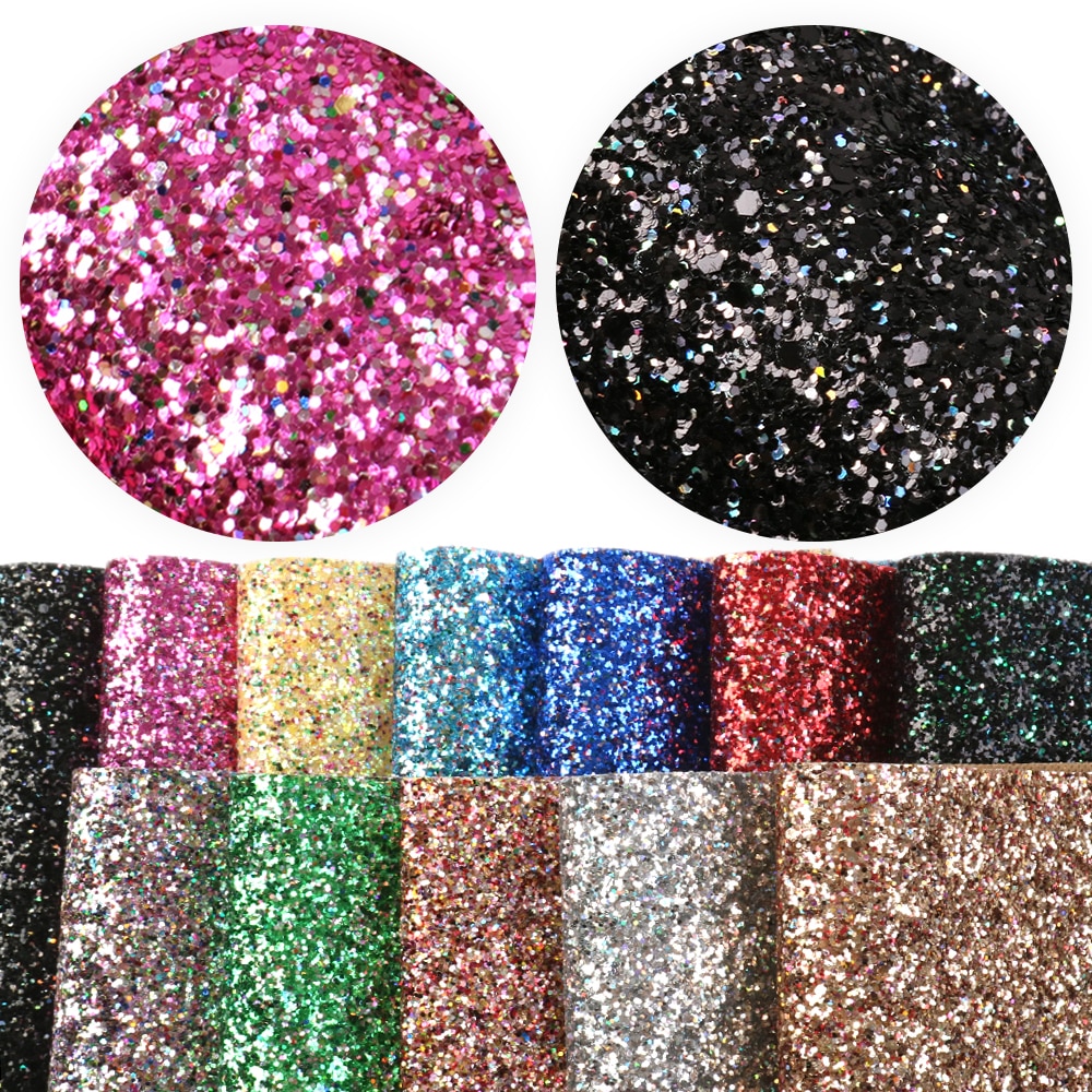 20*34cm Solid Color Chunky Glitter Faux Leather Fabric Sheets,DIY Handmade Materials For Making Projects,1Yc8030