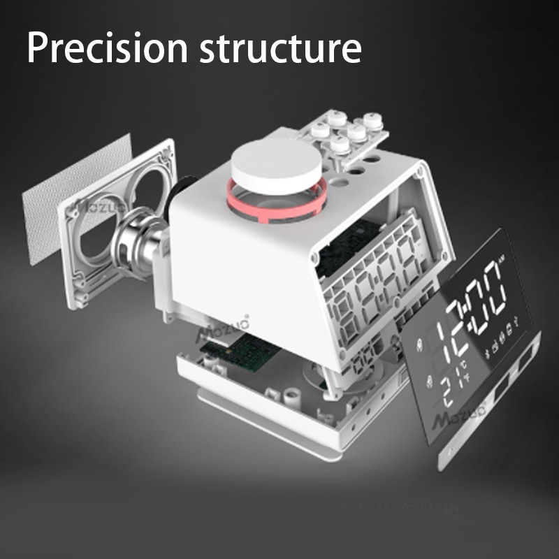 Bluetooth 4.2 Radio Alarm Clock Temperature Speaker With 2 USB Ports LED Digital Alarm Clock Snooze Table Clock Home Decor