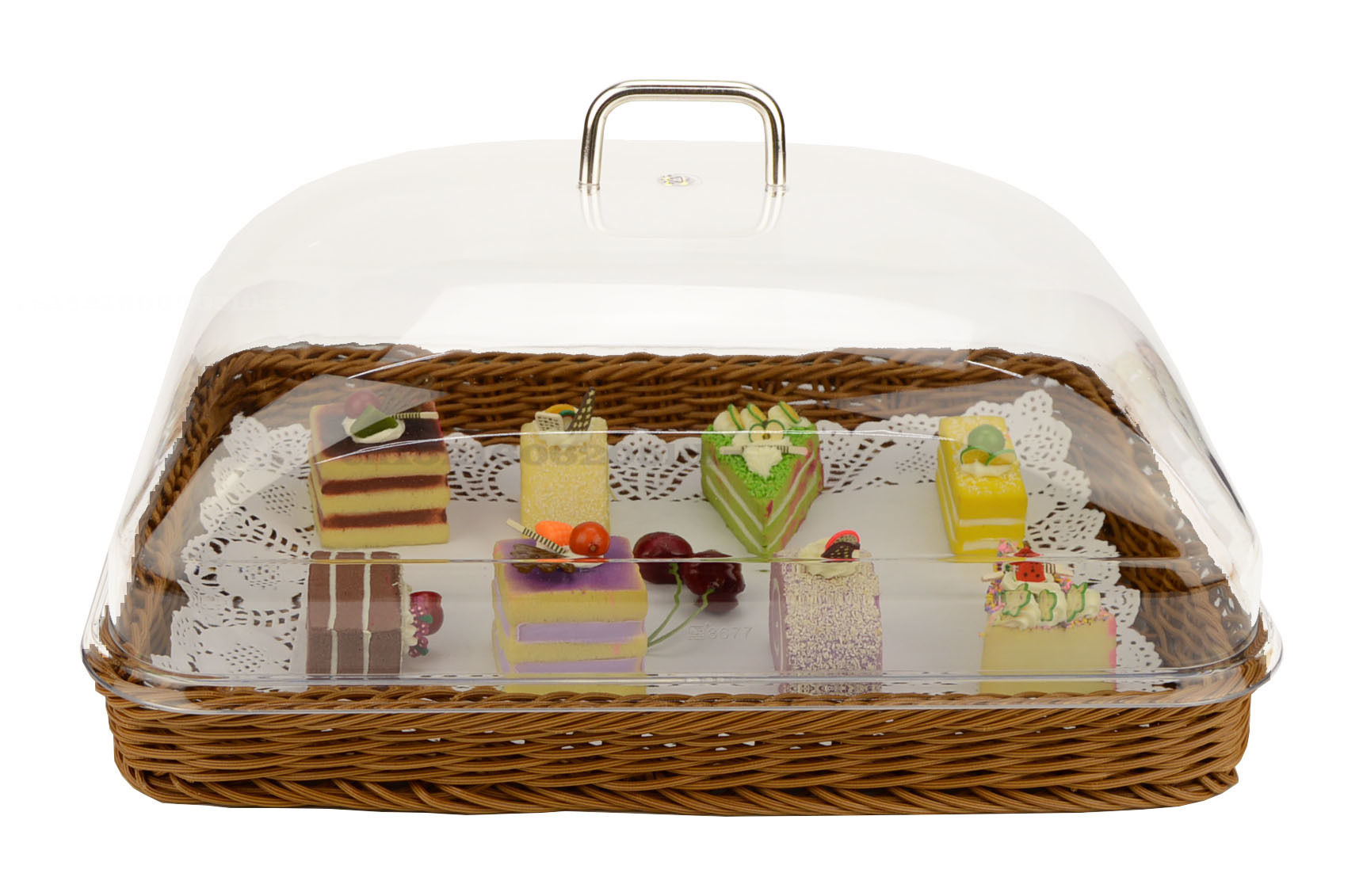 European rattan dessert tray with lid plastic food display tray bread basket cake dessert basket cover food tasting tray