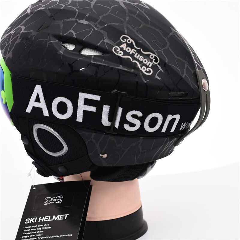 Snowboard Ski Helm Met Anti-Fog Ski Goggle Integraal Gegoten Ademend Helm Dubbele Lagen Grote Visie Skiën Goggle bril