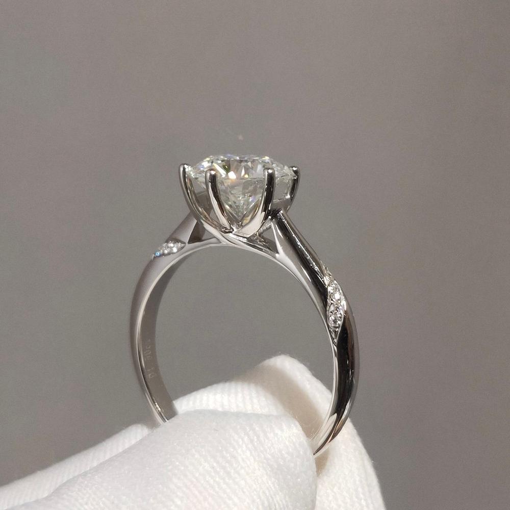 Genuine 925 Silver 18k White Gold Plated D Color Moissanite Ring Briliant Cut 1 Carat Diamond Test Passed Solitaire Stone Rings