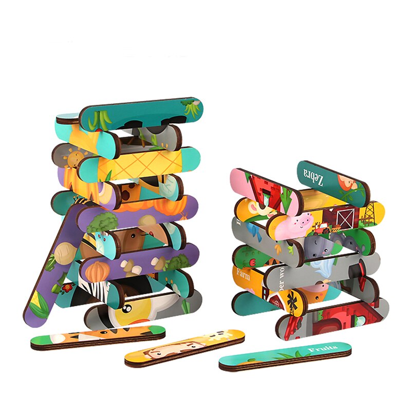 Dwustronna taśma dzieci 3D drewniane Puzzle Montessori zabawka Puzzle ze zwierzętami opowiadanie historii układanie układanki zabawki edukacyjne dla dzieci