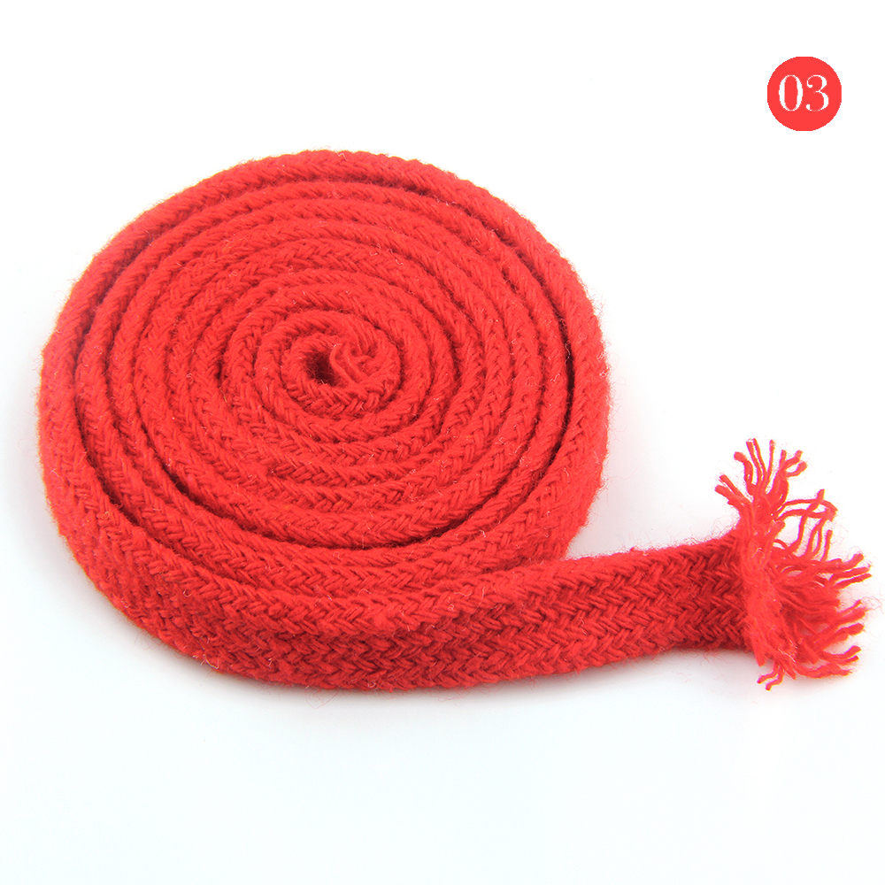 Cuerda de algodón de 10mm, cordón trenzado plano, tejido Multicolor para bolso, artesanía hecha a mano, costura textil para el hogar, 5 yardas: Rojo