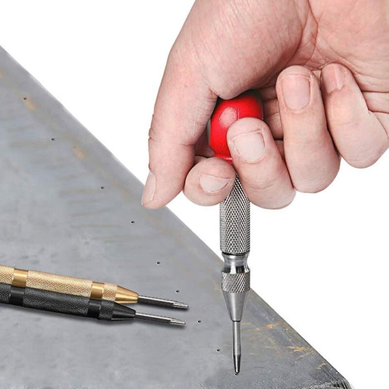 3 Pcs Automatic Center Punch Tool, Spring-Loaded Center Hole Punch Marker Scriber with Palm Cushion Cap