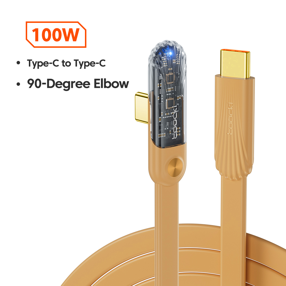 Toocki 100w usb typ c zu usb c kabel 90 grad winkel pd 100w schnell ladegerät typ c kabel für macbook samusng xioami huawei realme: Blau / 1m
