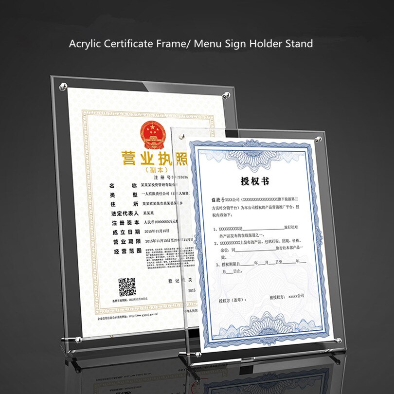A5 Vertical and Horizontal Two Use Acrylic Table Menu Stand Slant Back Brochure poster Sign Holder Stand Frame