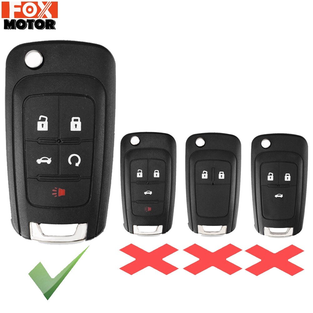 Carcasa para llave de coche Control remoto modificado plegable, abatible de 5 botones para Equinox Chevrolet Cruze Malibu Impala Sonic Camaro Caprice
