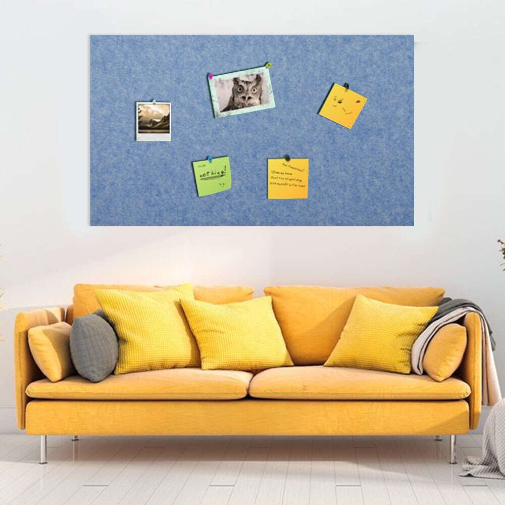 4 stk 30 x 45cm selvklæbende filt væg bulletin memo fotos brev besked display tavle til hjemmekontor indretning mørkegrå + blå