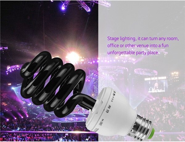 Led -valo 220v 36w 40w e27 ultravioletti uv -spiraali energiaa säästävä musta valo lamppu tb