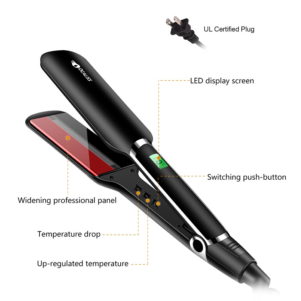 Ocaliss Professionelle Titan Haarglätter RM-83 Einstellbare Temperatur mit Digital LCD Anzeige 100-240V 30er Wärme hoch