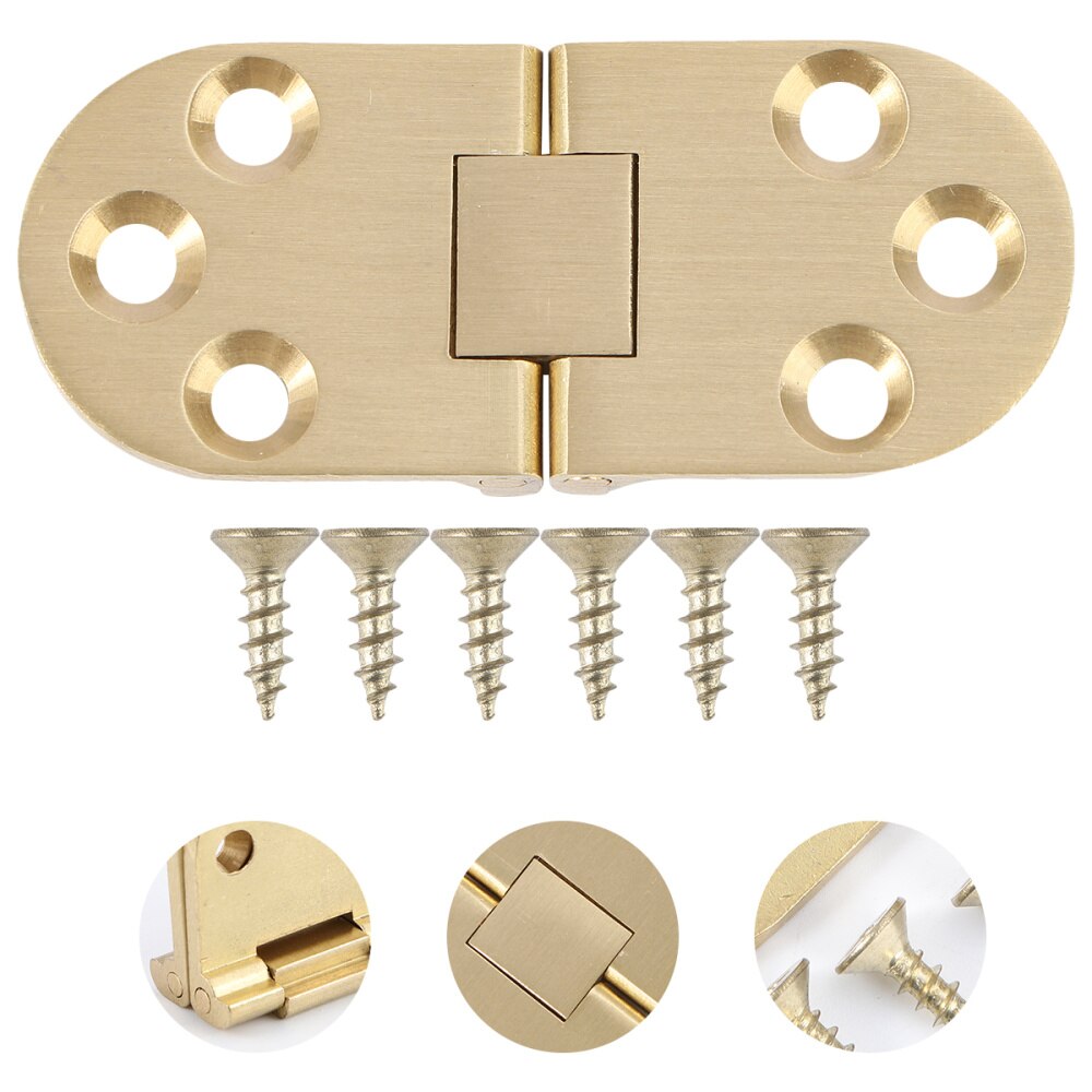 Brass Hinges Connectors with Screws for Table Folding Table Cabinet Door: Golden