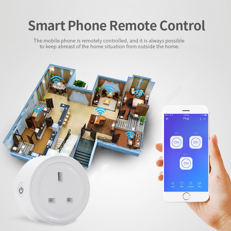 WiFi Smart Socket Mobile Remote Control EWeLink APP Timing Plug Voice Control Socket UK US Plug Work With Alexa Google Assistant