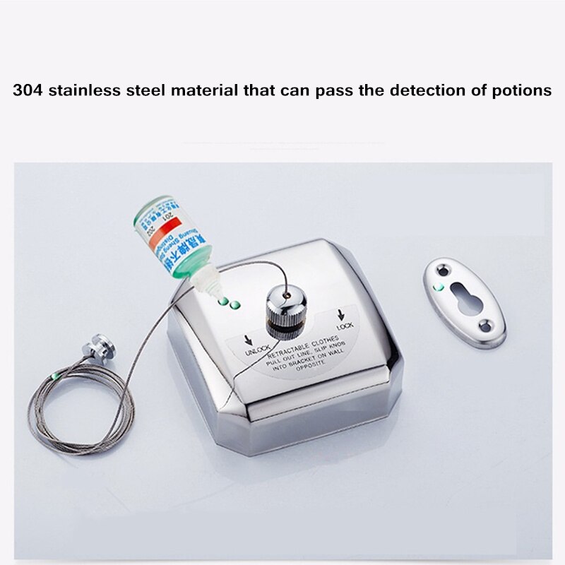 304 Stainless Steel Clothesline Wall mount Folding Clothes Horse Extendable Laundry Hanger Retractable Drying Rack Clothes Rope