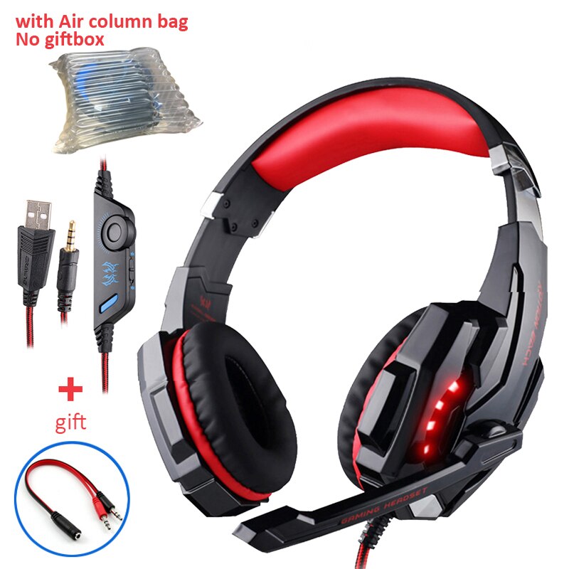 G2000 Oranje Gaming Headset Diepe Bas Stereo Casque Bedrade Hoofdtelefoon Gloeiende Oortelefoon Met Microfoon Voor PS4 Xbox Pc Laptop: G9000 Red no box