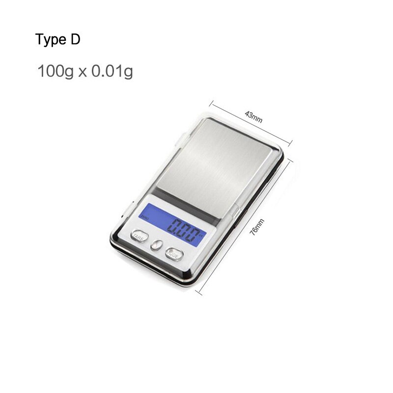 Portable Mini Digital Pocket Scales 500g 200g 100g 0.01g Jewelry Palm Scale Gram Balance Weight Electronic Kitchen Scales: D-100gx0.01g