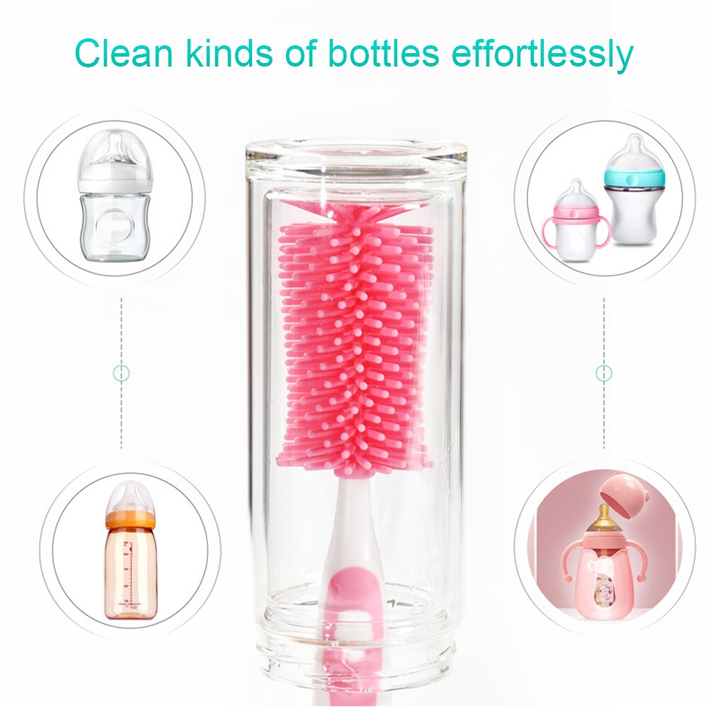 Baby Flasche Nippel Pinsel 2 in 1 Silikon Flasche Pinsel Reiniger Abnehmbare Pinsel Für Fütterung Flasche Reiniger für eng Nacken flasche