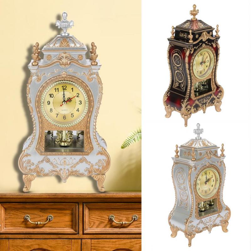 Desk Alarm Clock Vintage Clock Classical Royalty Sitting Room TV Cabinet Desk Imperial Furnishing Pendulum Clock Sit