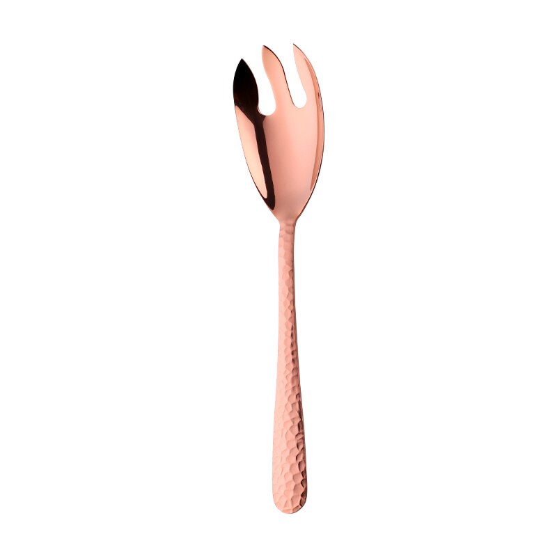 Grote Opscheplepel Vork 12Inch Goud Salade Servers Eetlepel Roestvrij Staal Rose Goud Eettafel Gereedschap Keukengereedschap: Rose Gold-Fork