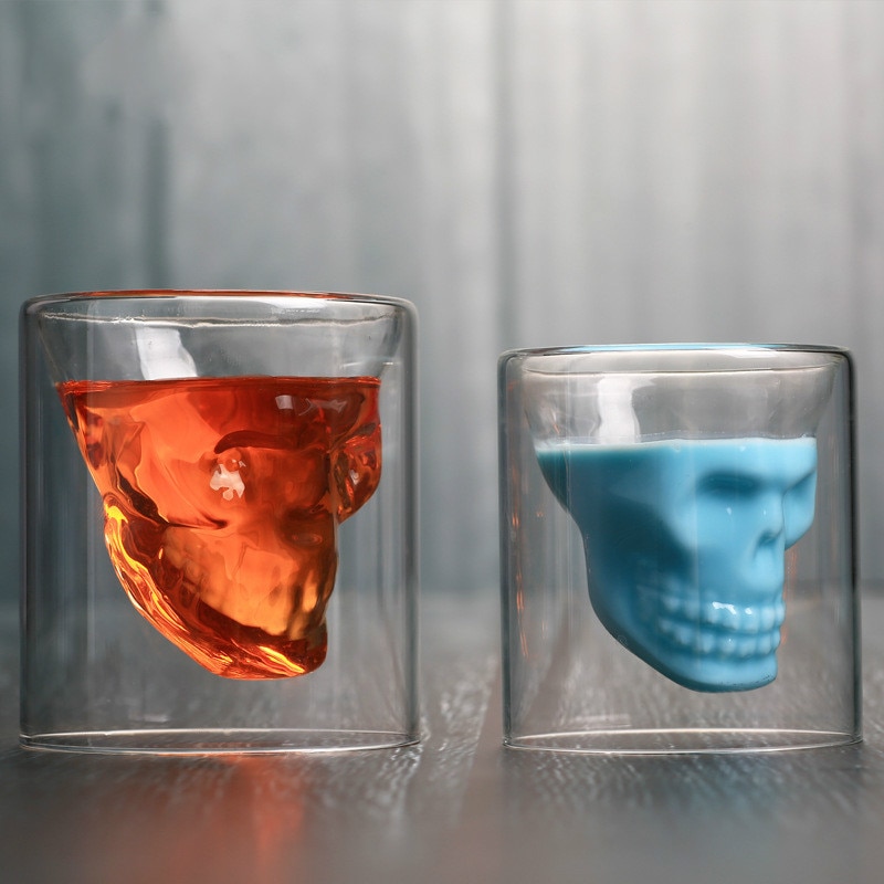 Schedel Schedel Glas Wijn Drinken Glas Crystal Skull Bierglas Persoonlijkheid Bar Creatieve Dubbele Transparante Koffie Glas